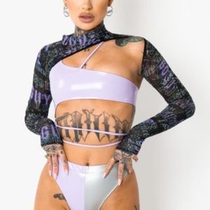 Super Crop Glitter Rave Festival Shrug Top - Goguy